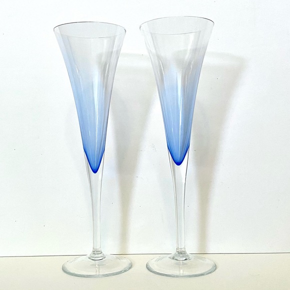 krosno Dining Cratebarrel Krosno Blue Rhapsody Champagne Flutes